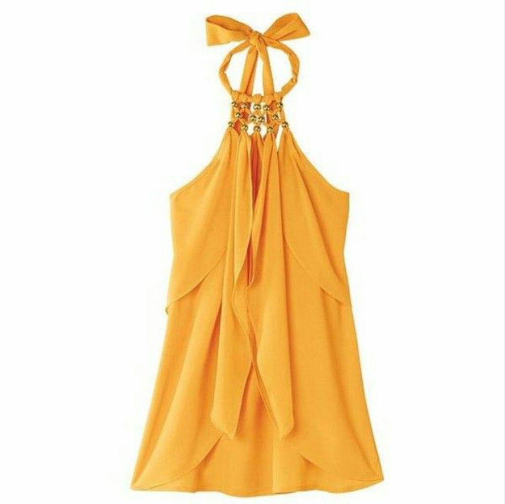 Yellow beaded halter top
